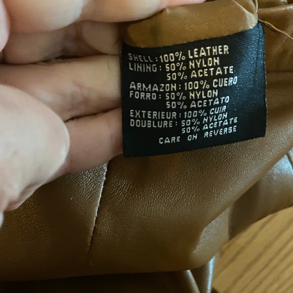 Siena Studio Tan Brown Leather Straight Leg Pants size 10 EUC - Picture 9 of 12